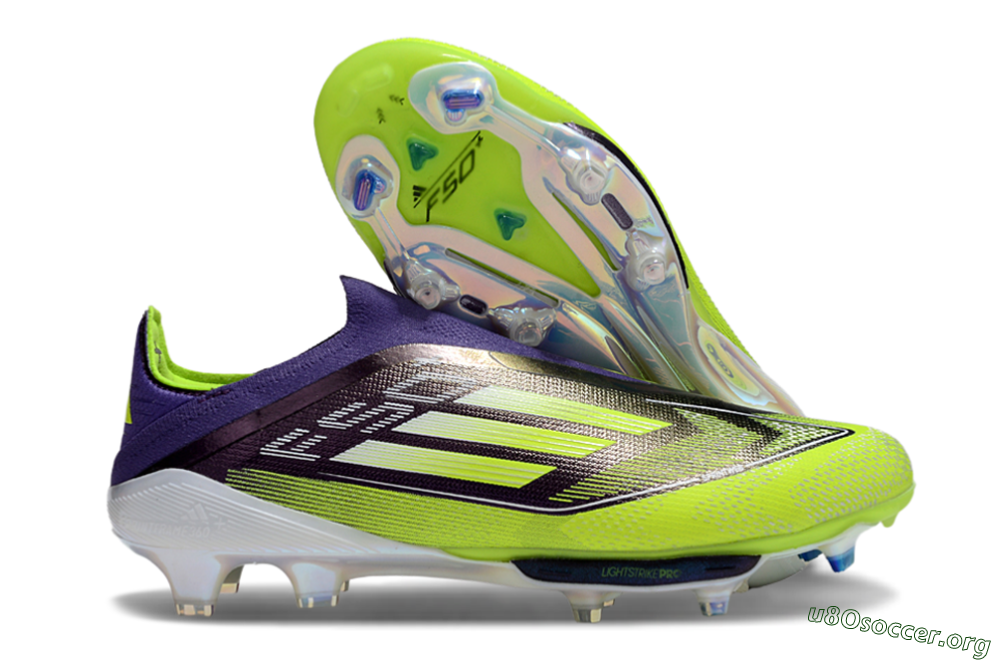 Adidas F50+ Elite Lightstrike Pro Laceless FG Football Boots - Purple/Yellow/White 2