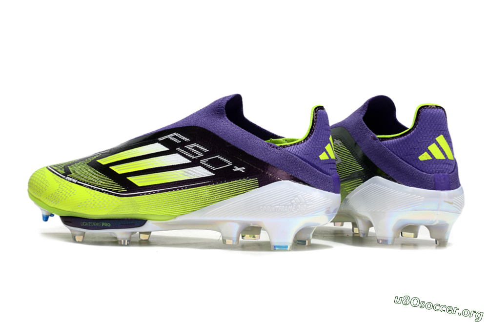 Adidas F50+ Elite Lightstrike Pro Laceless FG Football Boots - Purple/Yellow/White 6