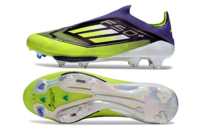 Adidas F50+ Elite Lightstrike Pro Laceless FG Football Boots - Purple/Yellow/White