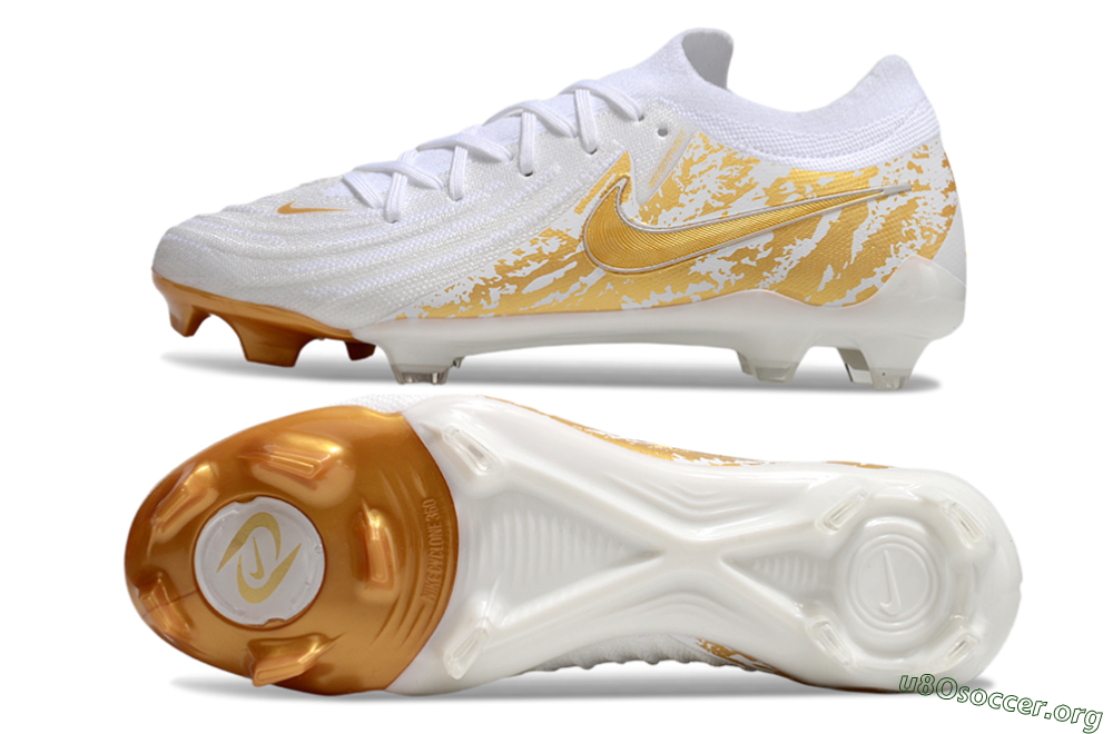 Nike Phantom GX Elite FG Football Boots - White/Gold 1