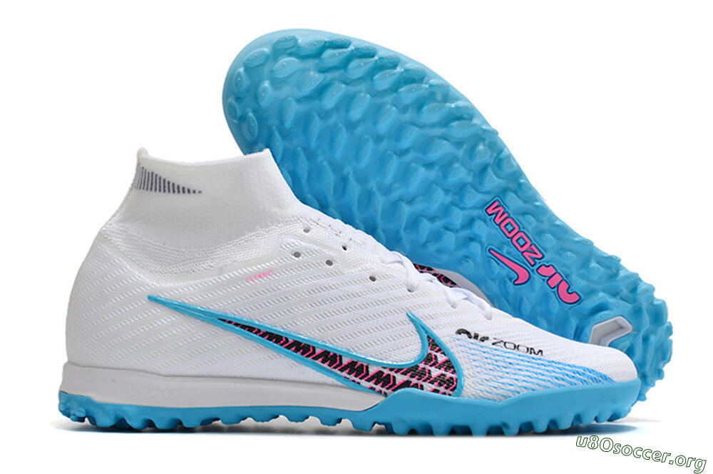 Nike Air Zoom Mercurial Superfly 10 Elite TF Football Shoes - White/Blue/Red 2