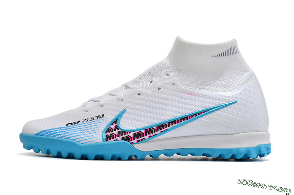 Nike Air Zoom Mercurial Superfly 10 Elite TF Football Shoes - White/Blue/Red 3