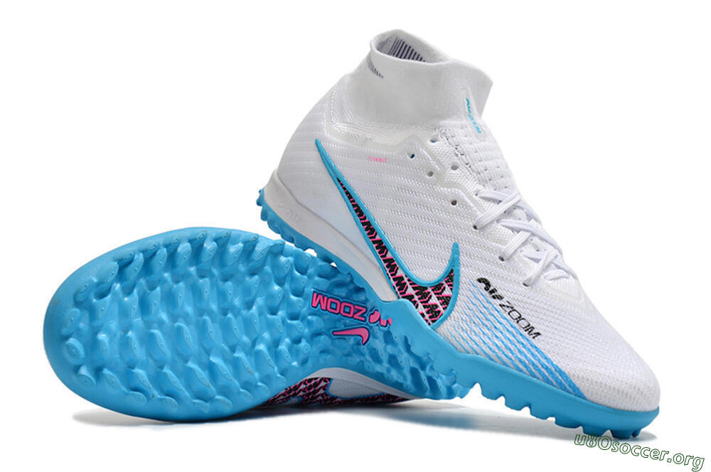 Nike Air Zoom Mercurial Superfly 10 Elite TF Football Shoes - White/Blue/Red 1