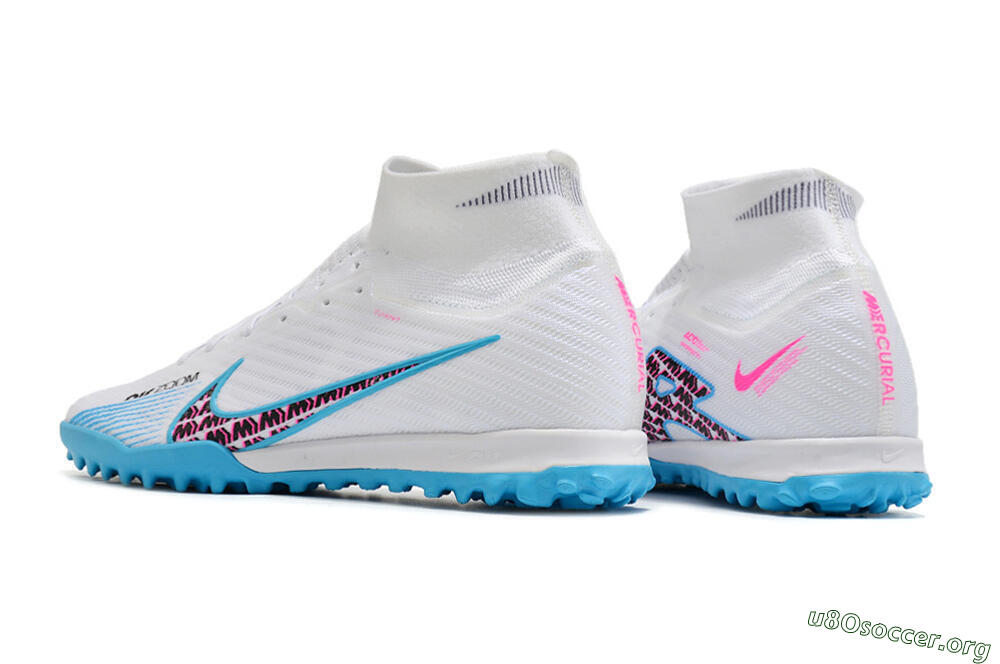 Nike Air Zoom Mercurial Superfly 10 Elite TF Football Shoes - White/Blue/Red 5