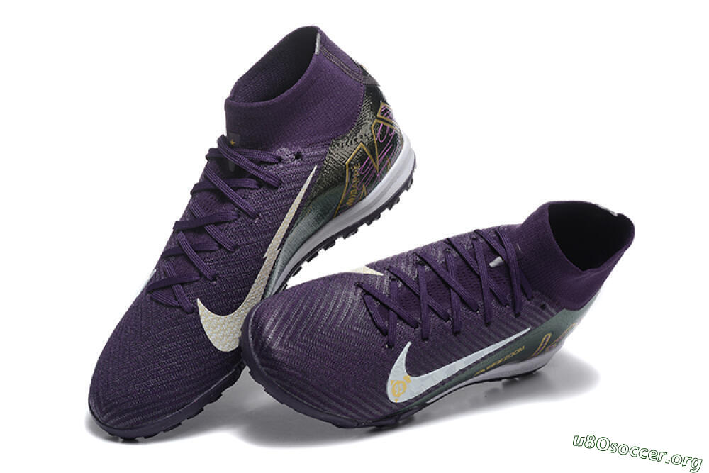 Nike Air Zoom Mercurial Superfly 10 Elite TF Football Shoes - Purple/White/Gold 6