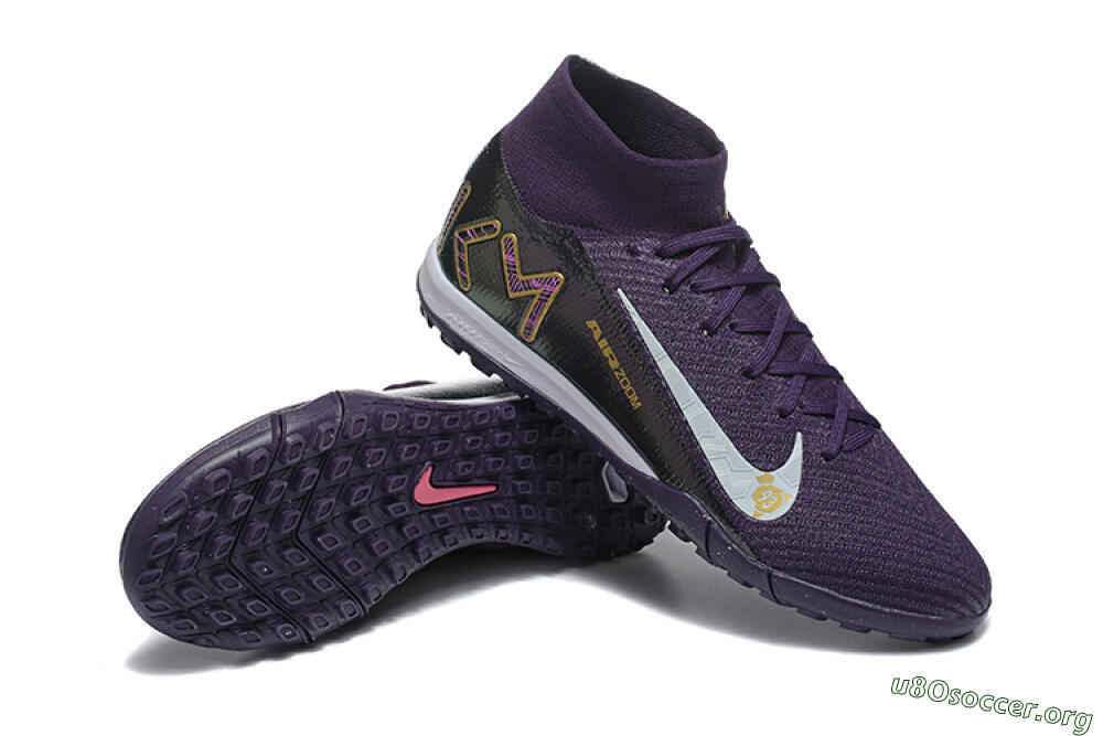 Nike Air Zoom Mercurial Superfly 10 Elite TF Football Shoes - Purple/White/Gold 4