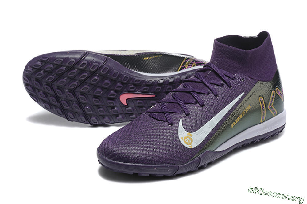 Nike Air Zoom Mercurial Superfly 10 Elite TF Football Shoes - Purple/White/Gold 0