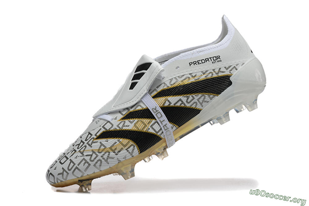 Adidas Predator 25 Elite Foldover Tongue FG Football Boots - Grey/Black/Gold 8