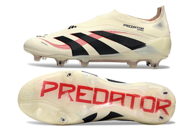 Adidas Predator Elite 25 Laceless FG Football Boots - Beige/Black/Red