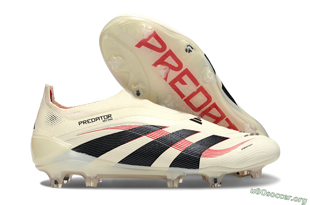 Adidas Predator Elite 25 Laceless FG Football Boots - Beige/Black/Red 2