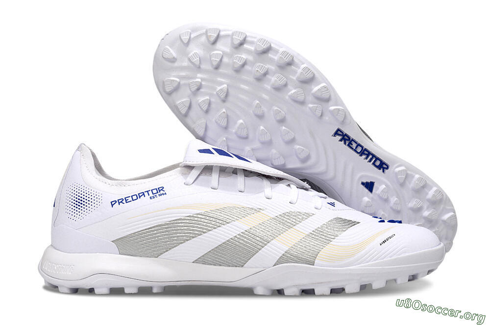 Adidas Predator Elite Foldover Tongue TF Football Shoes - White/Silver/Blue 2