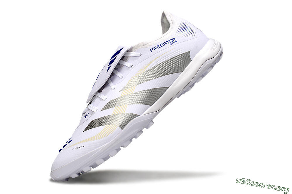 Adidas Predator Elite Foldover Tongue TF Football Shoes - White/Silver/Blue 5