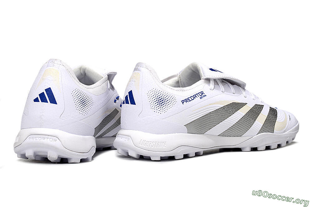 Adidas Predator Elite Foldover Tongue TF Football Shoes - White/Silver/Blue 6