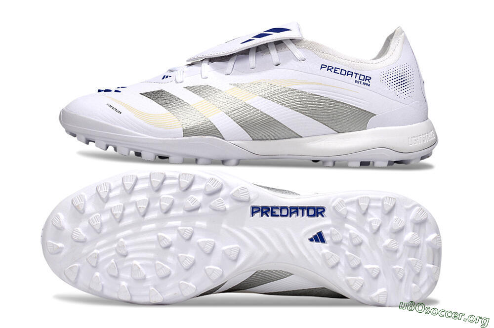 Adidas Predator Elite Foldover Tongue TF Football Shoes - White/Silver/Blue 1