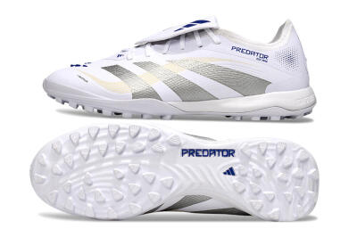 Adidas Predator Elite Foldover Tongue TF Football Shoes - White/Silver/Blue