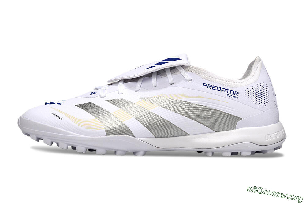Adidas Predator Elite Foldover Tongue TF Football Shoes - White/Silver/Blue 3