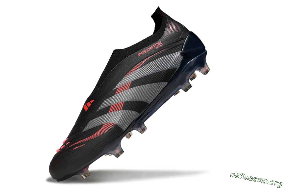 Adidas Predator 25 Elite Laceless FG Football Boots - Black/Grey/Red 5