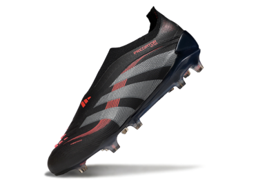 Adidas Predator 25 Elite Laceless FG Football Boots - Black/Grey/Red