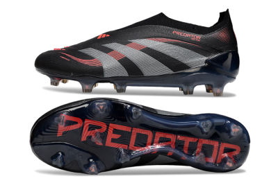 Adidas Predator 25 Elite Laceless FG Football Boots - Black/Grey/Red