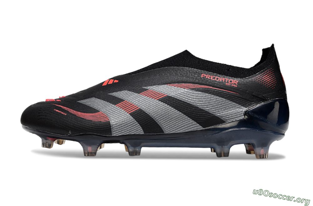 Adidas Predator 25 Elite Laceless FG Football Boots - Black/Grey/Red 3