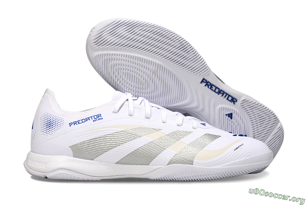 Adidas Predator 25 Elite IC Football Shoes - White/Silver/Blue 2