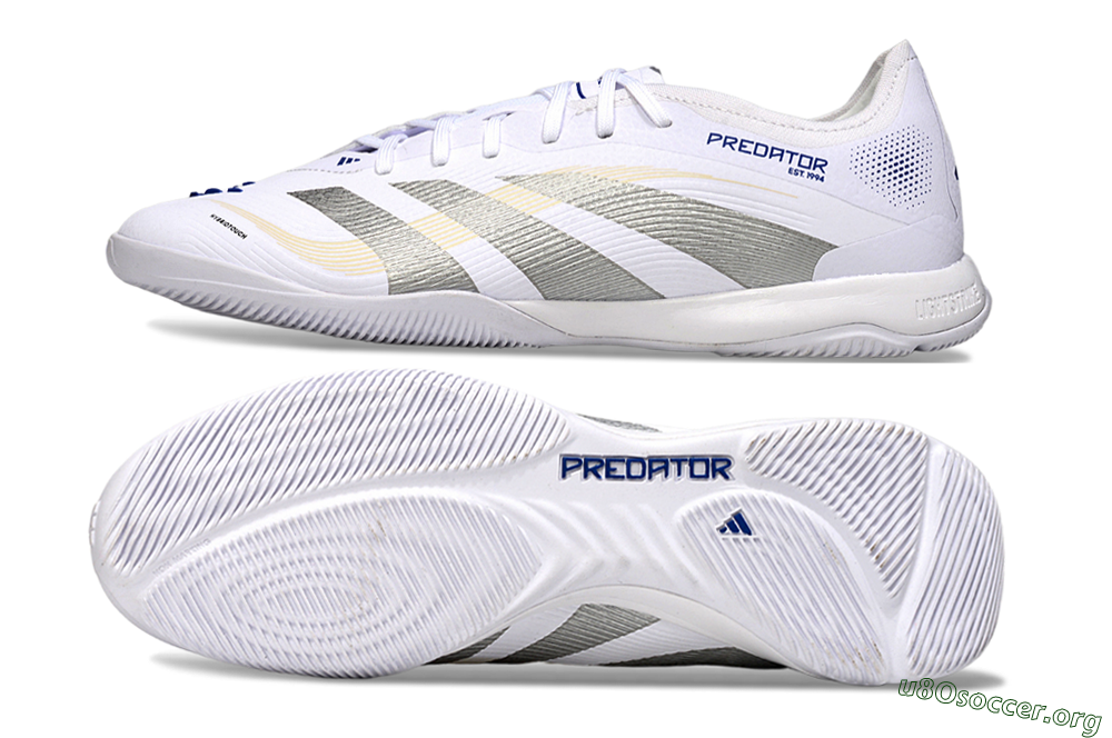 Adidas Predator 25 Elite IC Football Shoes - White/Silver/Blue 1