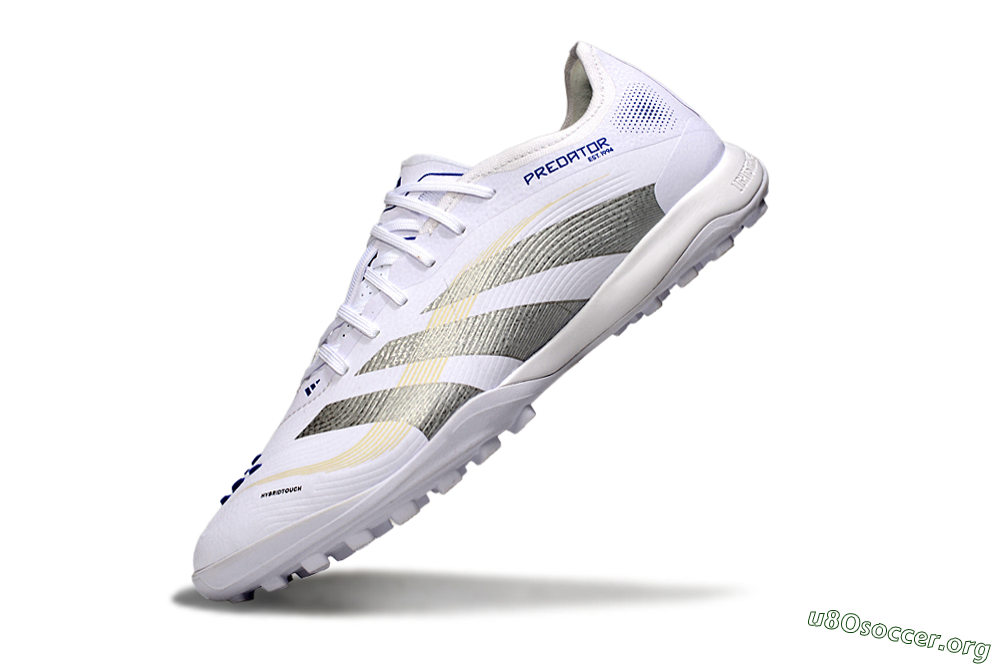 Adidas Predator 25 Elite TF Football Shoes - White/Silver/Blue 5