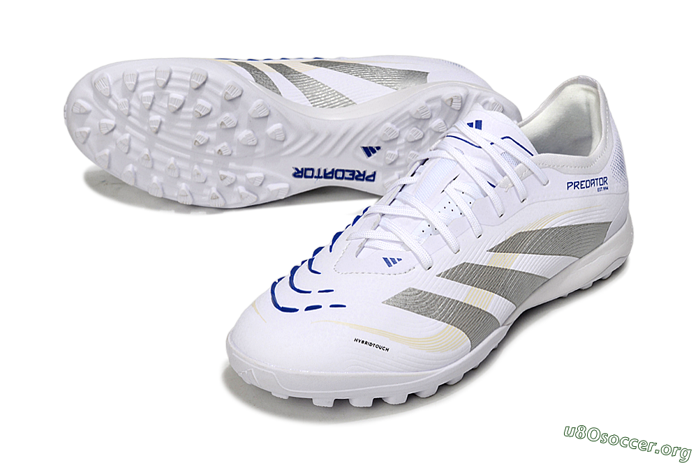 Adidas Predator 25 Elite TF Football Shoes - White/Silver/Blue 0