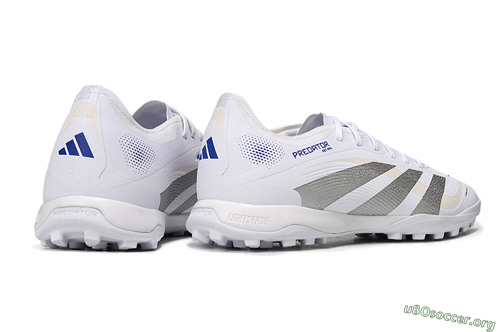 Adidas Predator 25 Elite TF Football Shoes - White/Silver/Blue 6