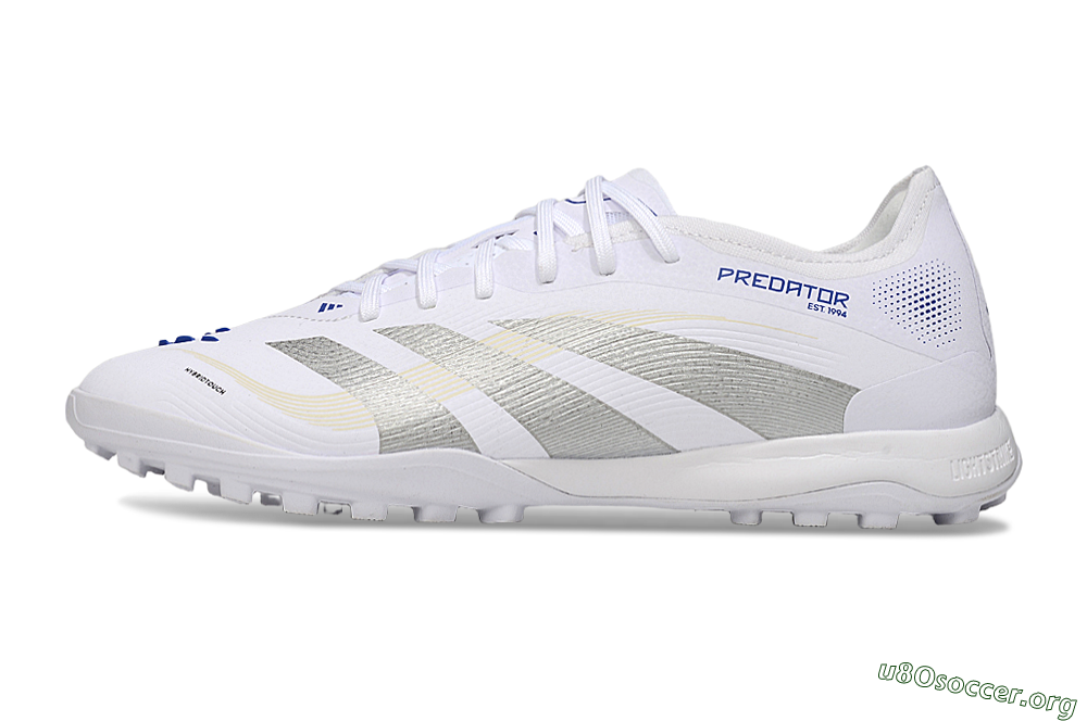 Adidas Predator 25 Elite TF Football Shoes - White/Silver/Blue 3