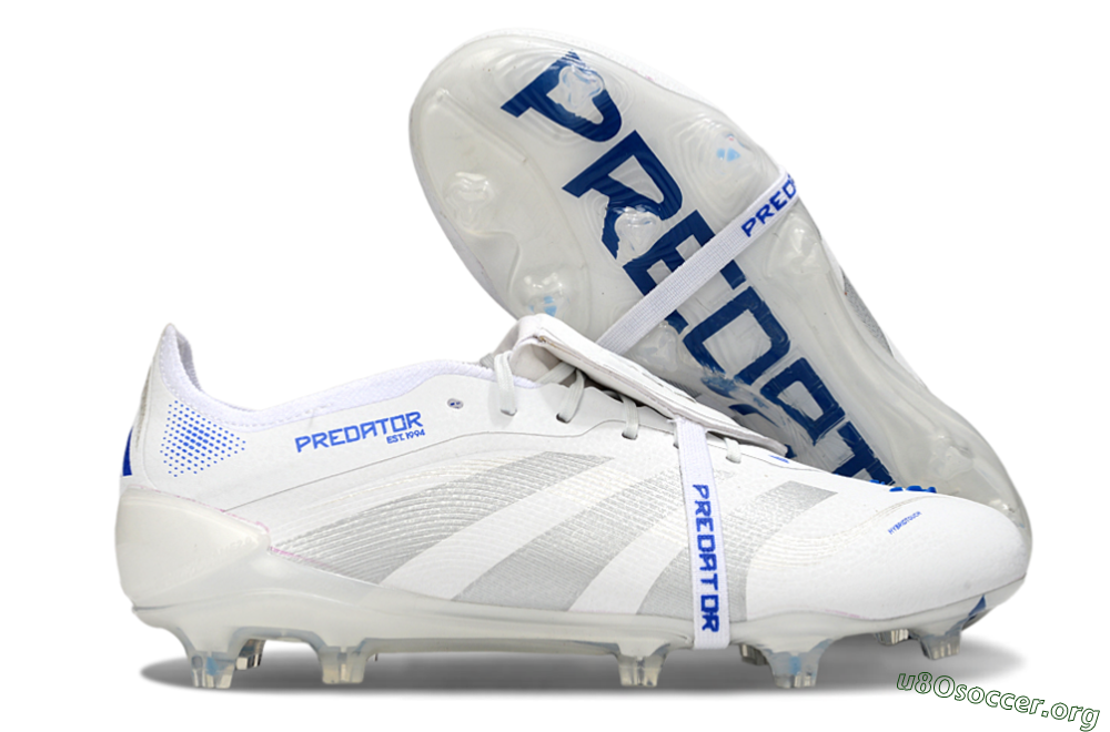 Adidas Predator Elite Foldover Tongue FG Football Boots - White/Silver/Blue 2