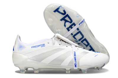 Adidas Predator Elite Foldover Tongue FG Football Boots - White/Silver/Blue