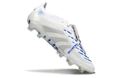 Adidas Predator Elite Foldover Tongue FG Football Boots - White/Silver/Blue