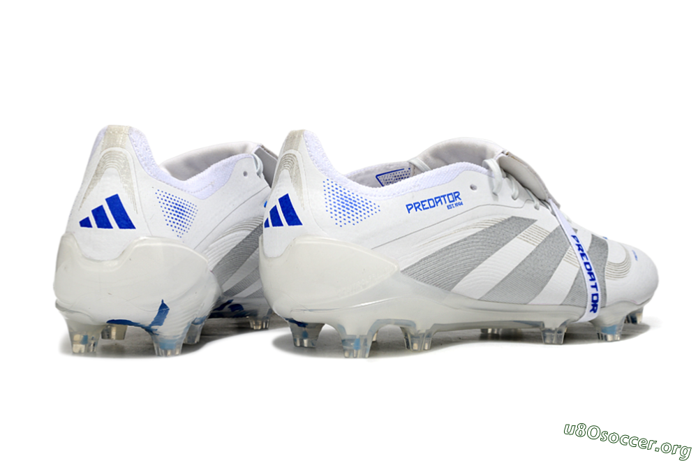 Adidas Predator Elite Foldover Tongue FG Football Boots - White/Silver/Blue 6