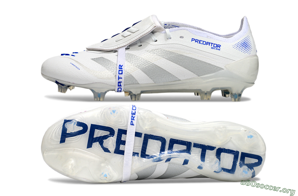 Adidas Predator Elite Foldover Tongue FG Football Boots - White/Silver/Blue 1