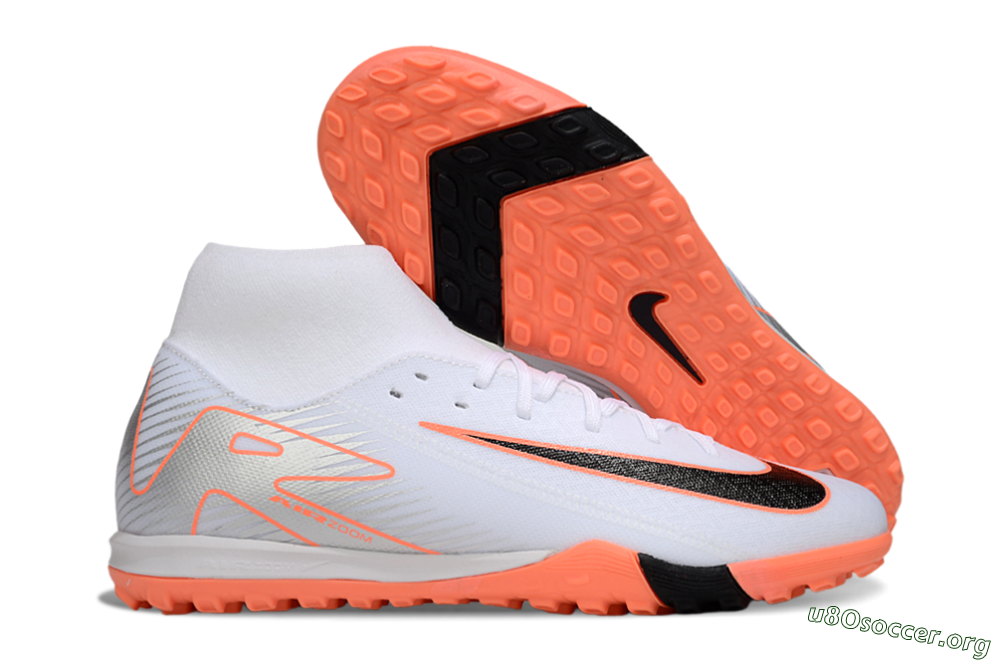 Nike Air Zoom Mercurial Superfly 10 Academy TF Football Shoes - White/Black/Orange/Silver 2