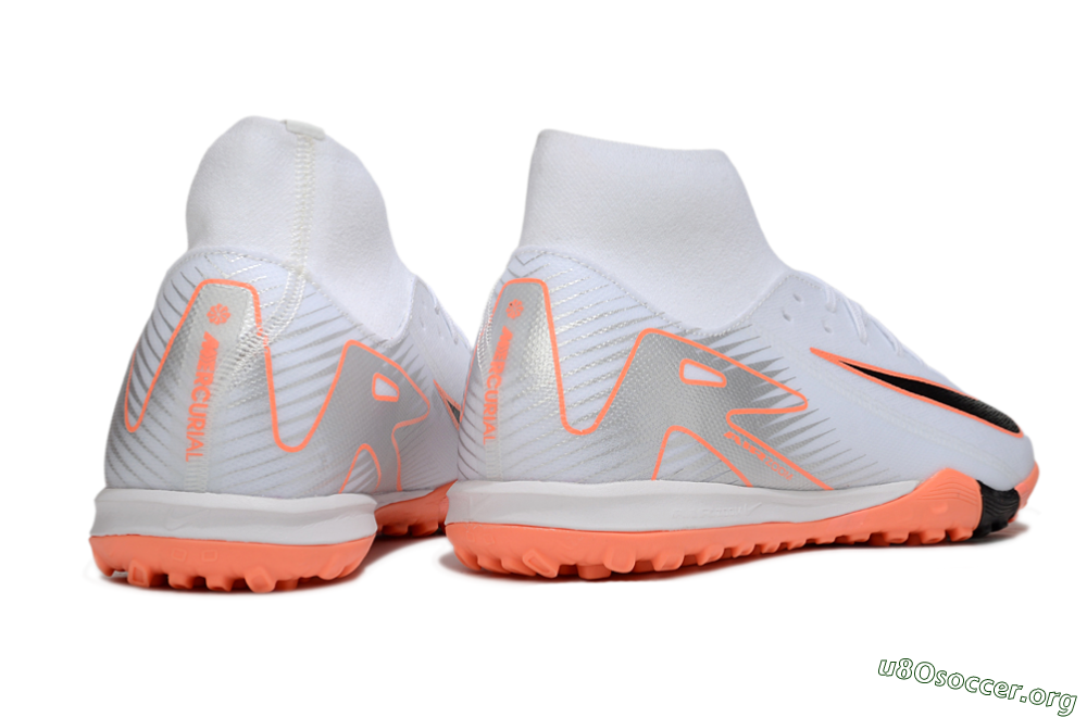 Nike Air Zoom Mercurial Superfly 10 Academy TF Football Shoes - White/Black/Orange/Silver 6