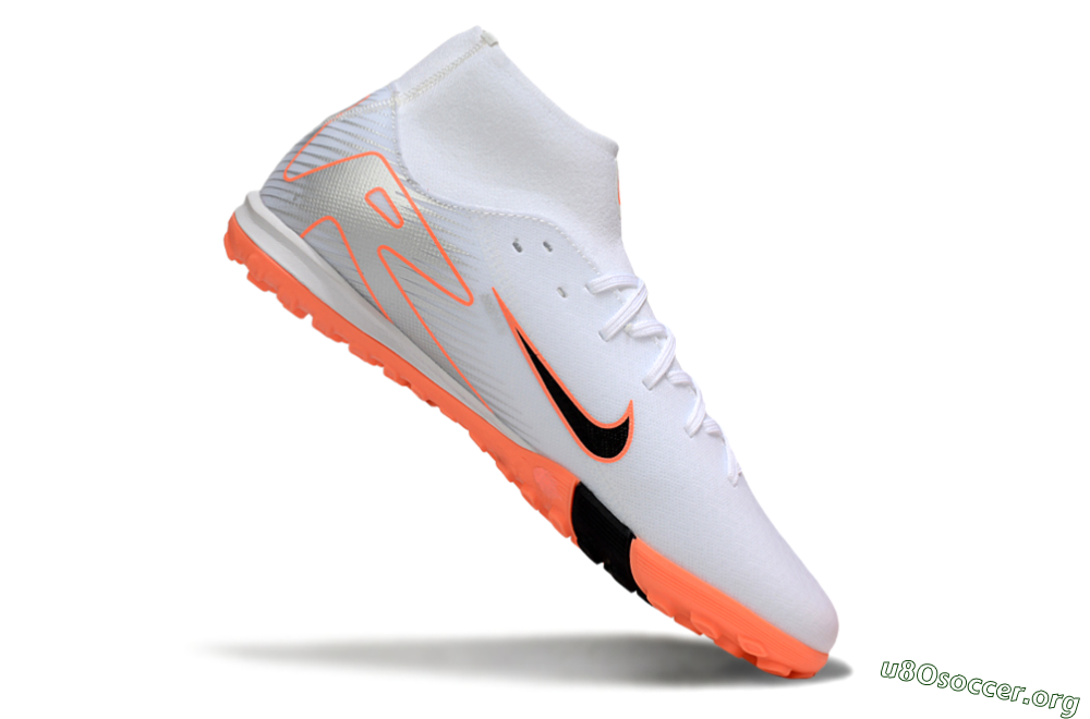 Nike Air Zoom Mercurial Superfly 10 Academy TF Football Shoes - White/Black/Orange/Silver 4