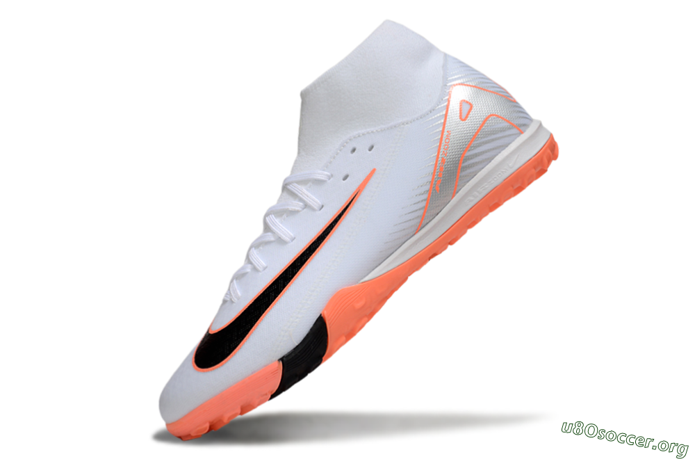 Nike Air Zoom Mercurial Superfly 10 Academy TF Football Shoes - White/Black/Orange/Silver 5