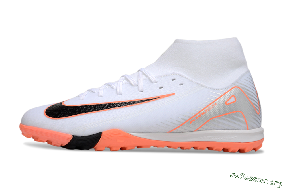 Nike Air Zoom Mercurial Superfly 10 Academy TF Football Shoes - White/Black/Orange/Silver 3
