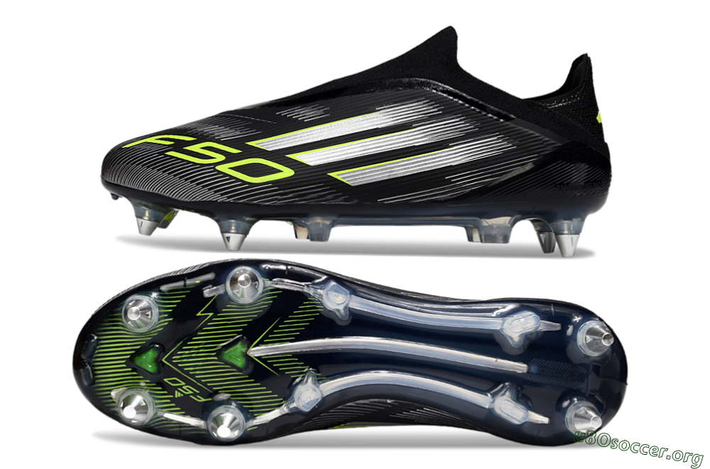 Adidas F50 Elite Laceless SG Football Boots - Black/Silver/Yellow 1