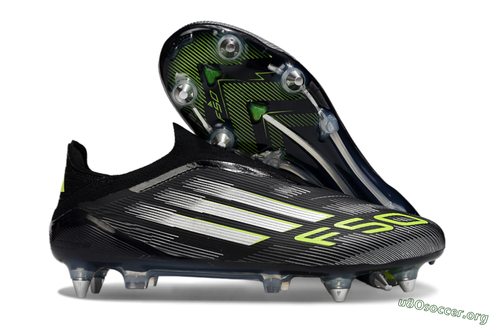 Adidas F50 Elite Laceless SG Football Boots - Black/Silver/Yellow 2
