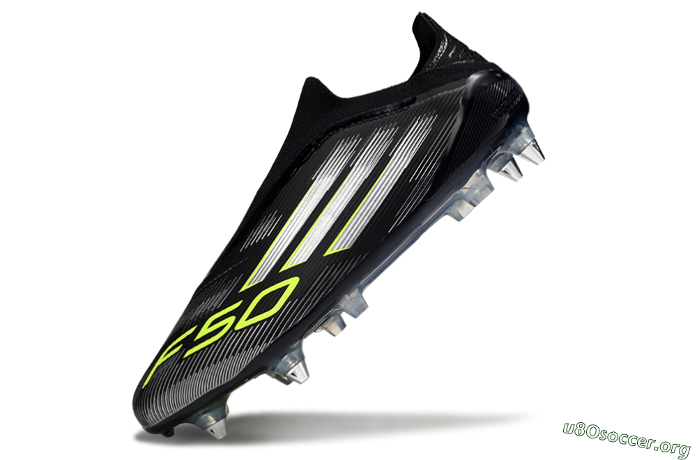 Adidas F50 Elite Laceless SG Football Boots - Black/Silver/Yellow 5
