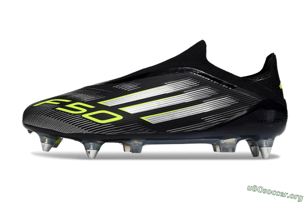Adidas F50 Elite Laceless SG Football Boots - Black/Silver/Yellow 3