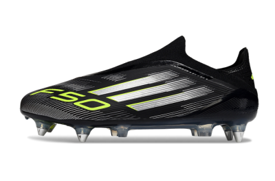 Adidas F50 Elite Laceless SG Football Boots - Black/Silver/Yellow