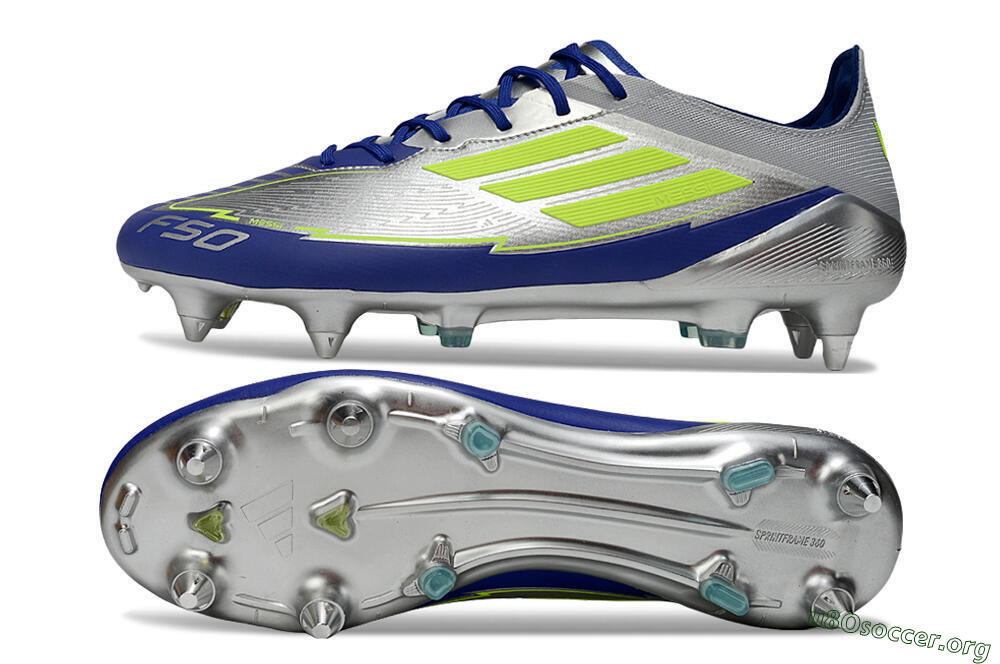 Adidas F50 Elite SG Football Boots - Silver/Yellow/Blue 1