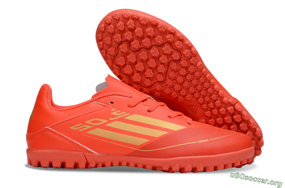 Adidas F50 Club TF Football Shoes - Red/Gold 2