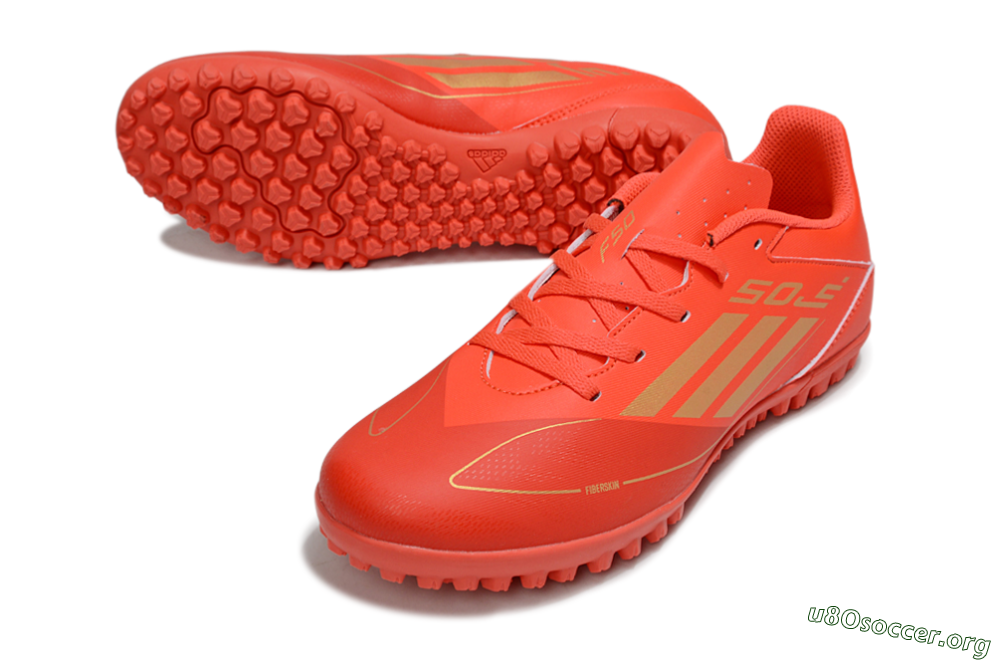 Adidas F50 Club TF Football Shoes - Red/Gold 0