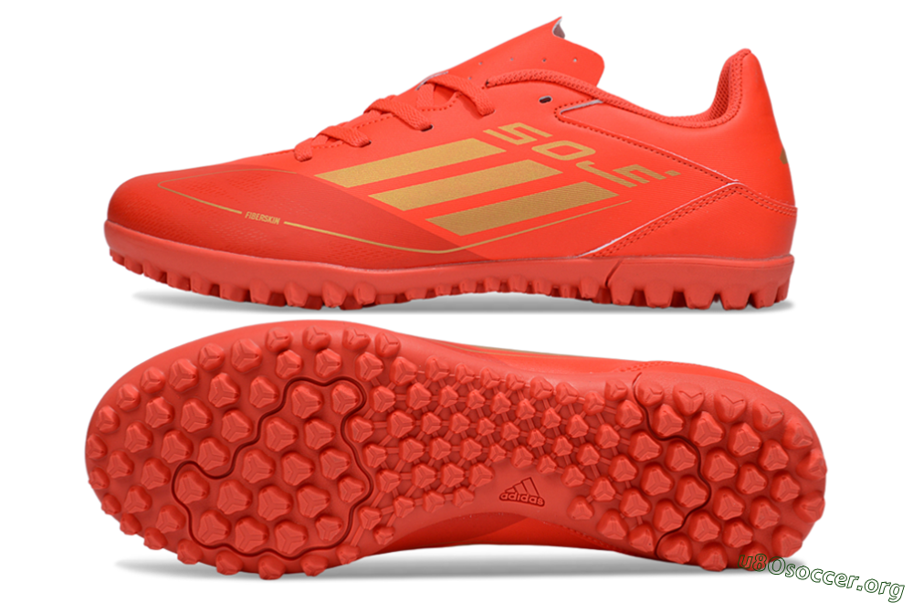 Adidas F50 Club TF Football Shoes - Red/Gold 1