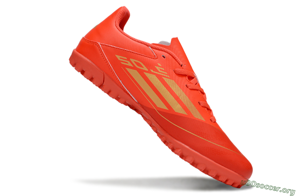 Adidas F50 Club TF Football Shoes - Red/Gold 4